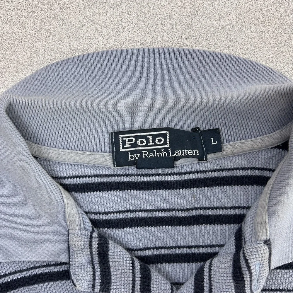 Polo by Ralph Lauren Polo Shirt‎ Mens Large Blue Striped Short Sleeve Pony Logo